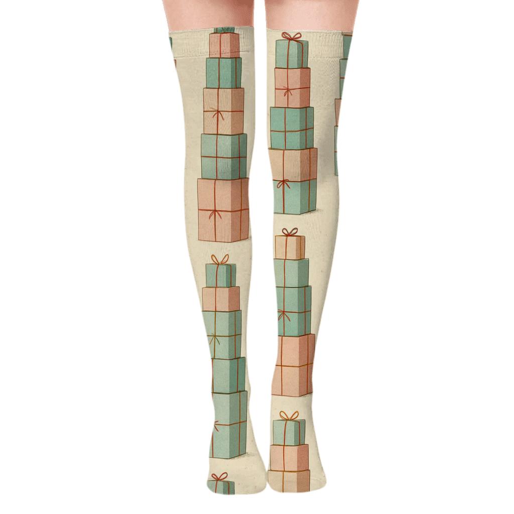 Celestial Gift Stack Presents custom over-the-knee socks