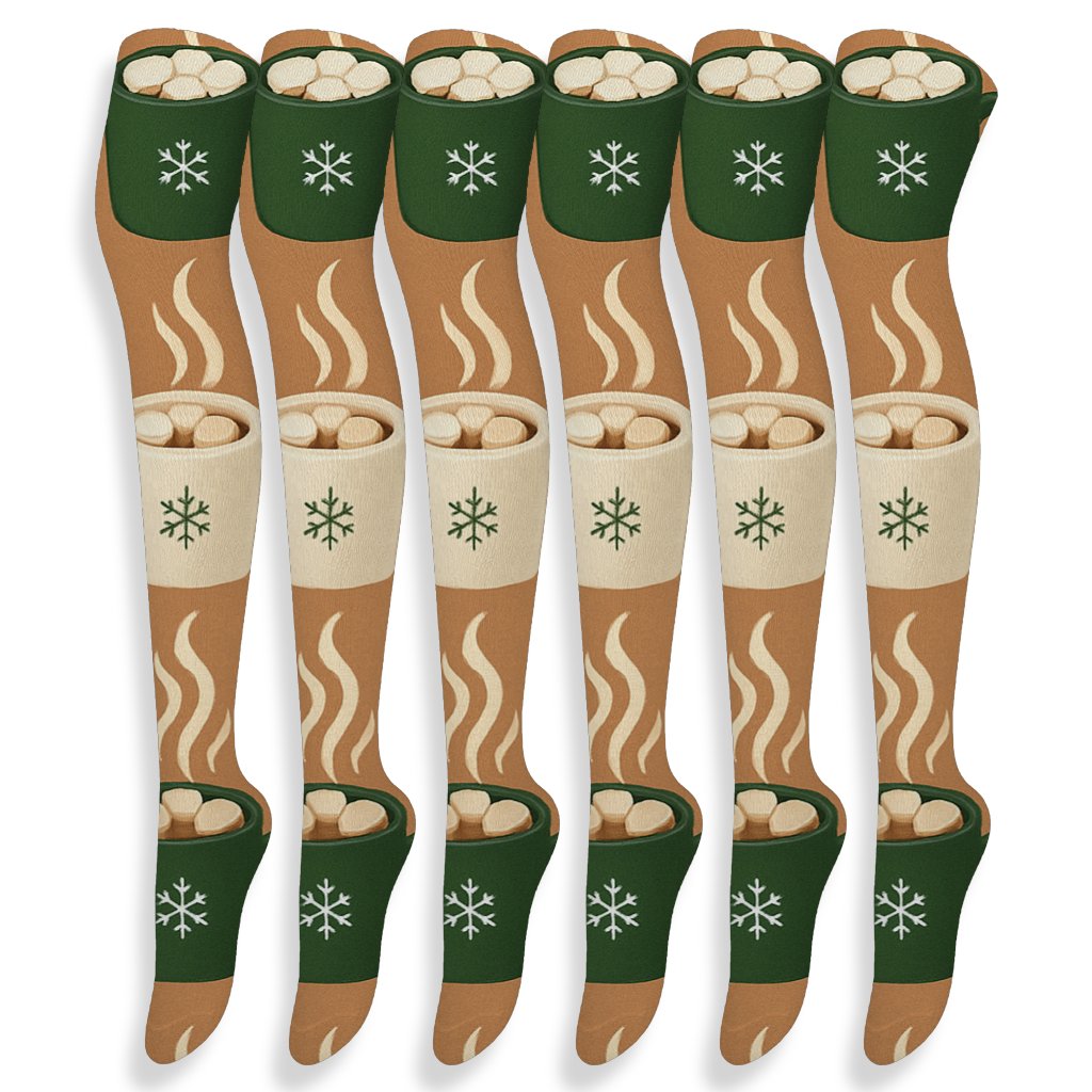 Holiday Mug And Cocoa Stripe Delight premium cozy over-the-knee socks