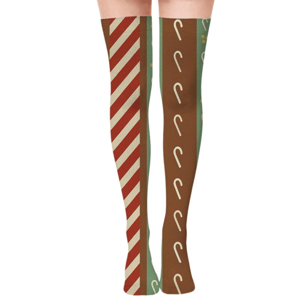 Holiday Stripe Study Candy Canes Edition designer print over-the-knee socks
