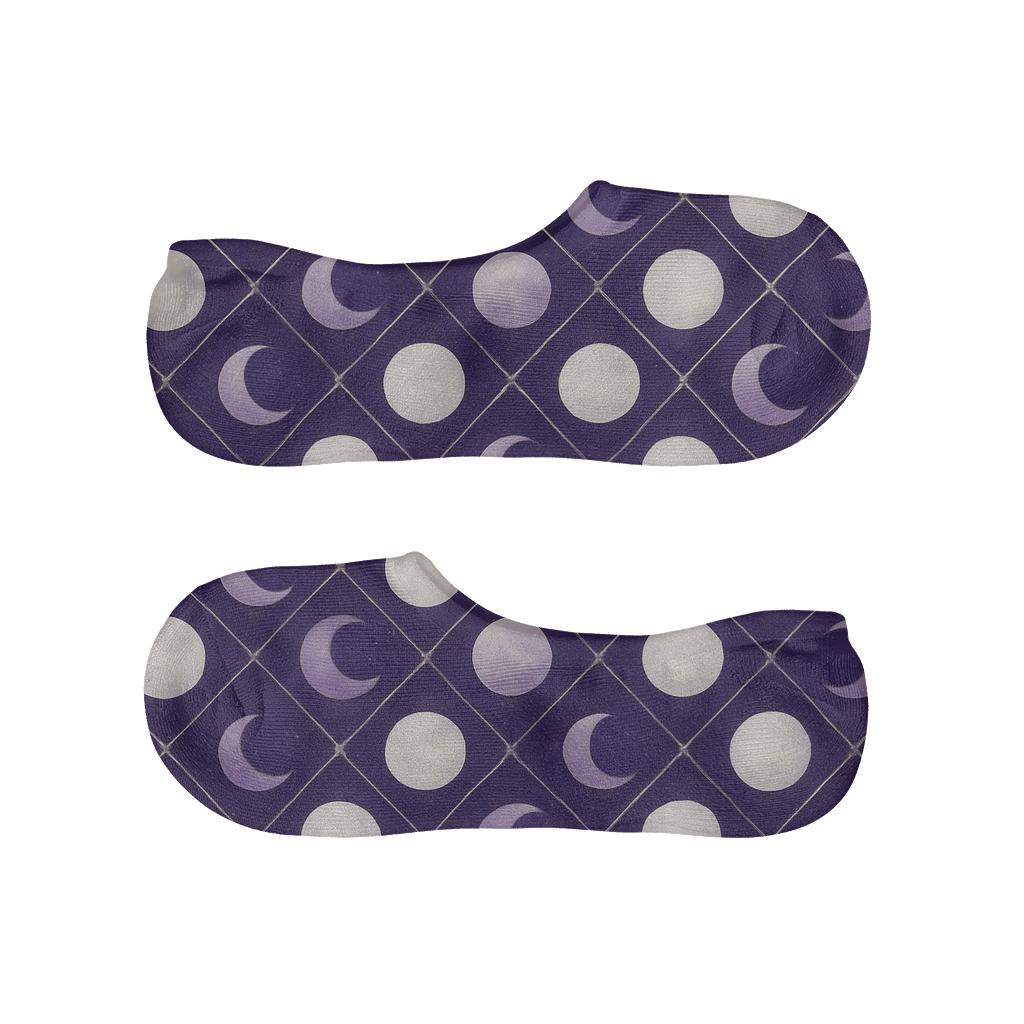 Binary Moon Lattice On Cosmic Purple comfortable low-cut socks