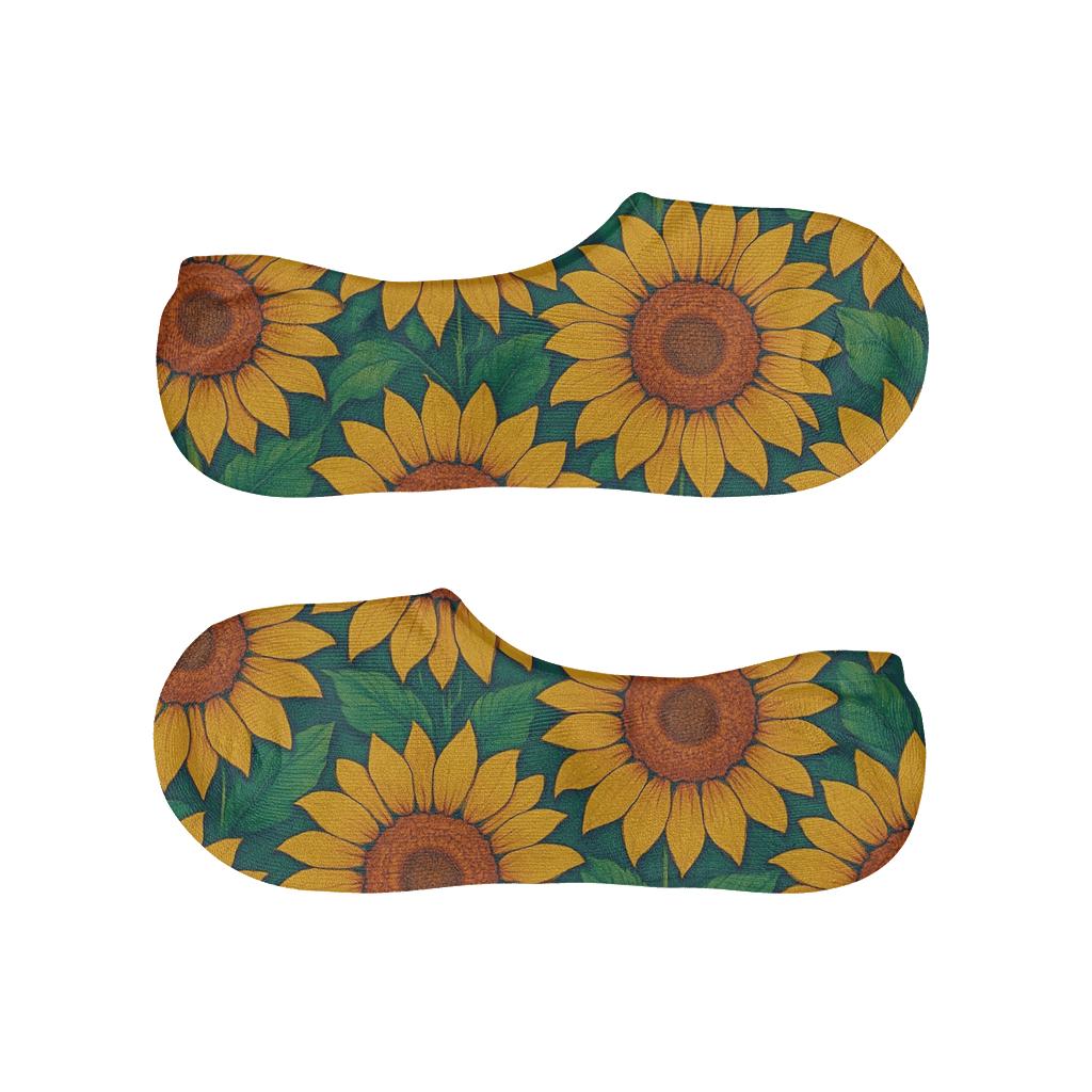 Tropical Sunflower Maximalist Field designer printed no-show socks