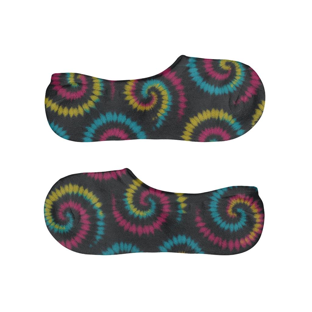Neon Spiral Whorl Tile Grid designer printed no-show socks
