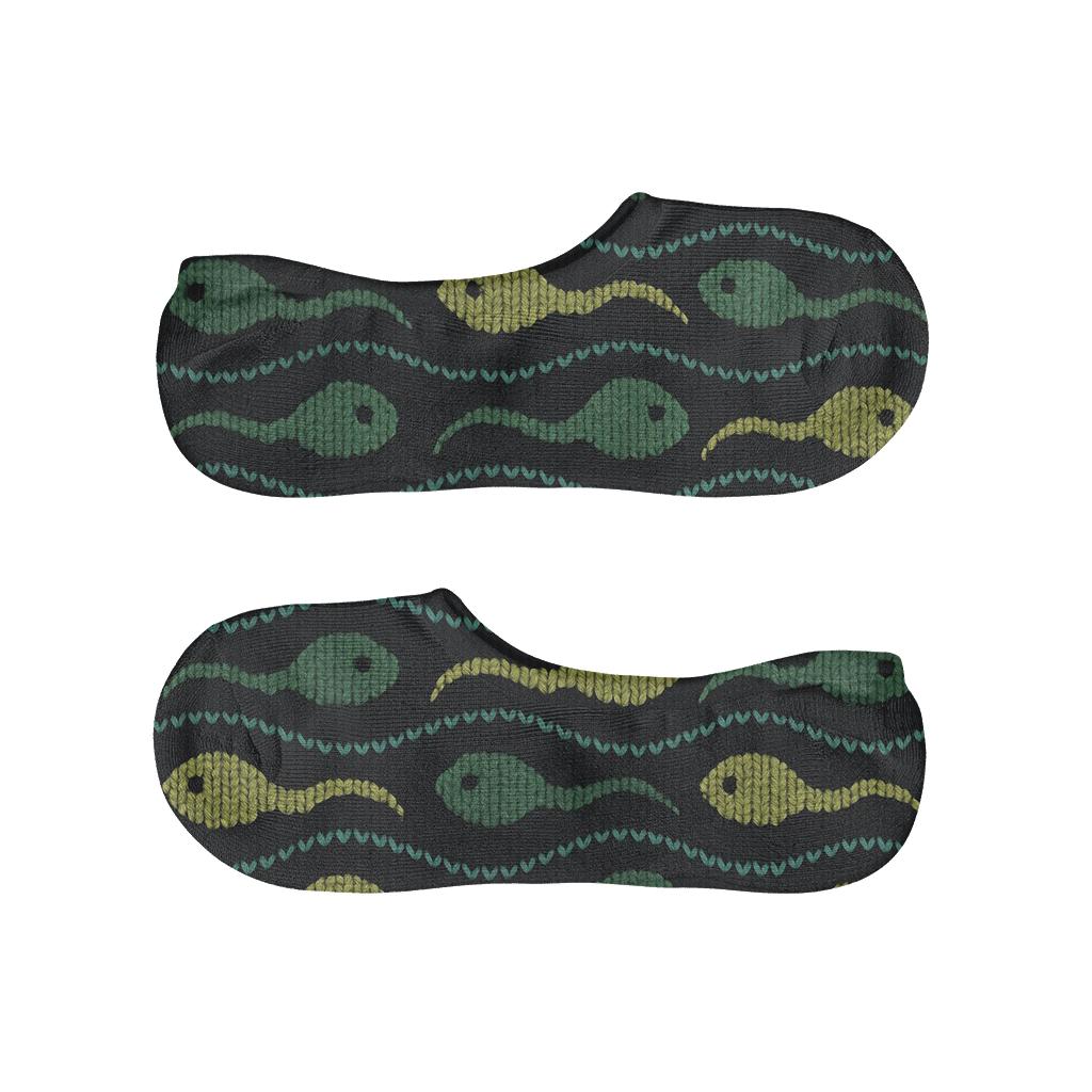 Knitted Tadpole Wave Illusion soft cotton no-show socks