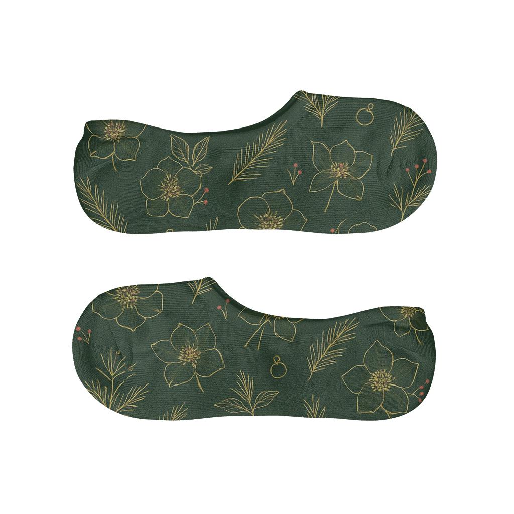 Gilded Christmas Rose Ornament Scatter breathable seamless no-show sockscustom no-show socks