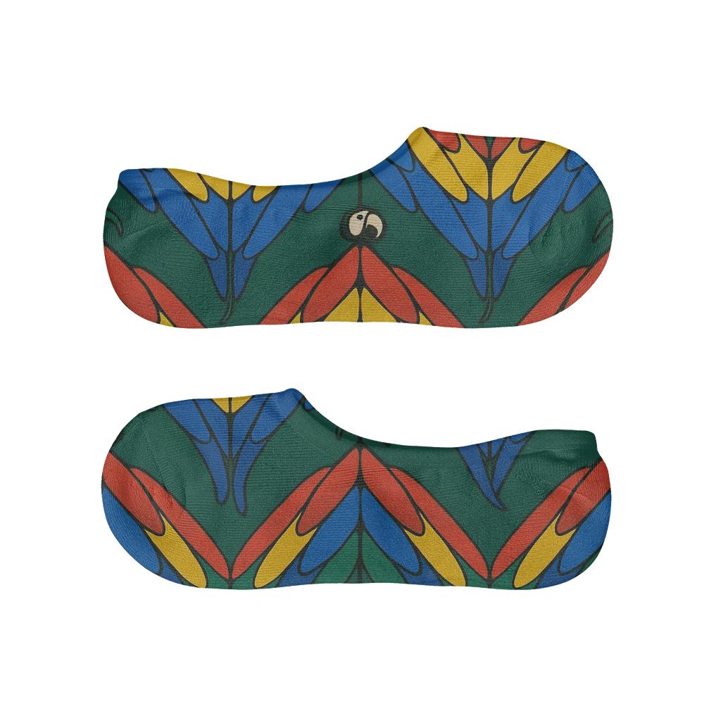 Macaw Wing Chevron On Jungle Green designer print no-show socks