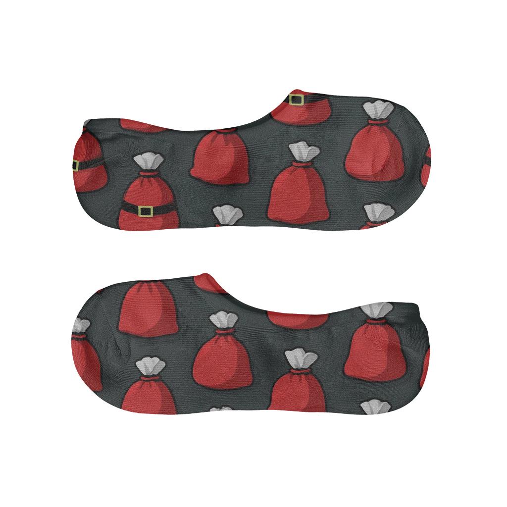 Gift Sack Icons Pattern Santa Edition low cut no-show socks