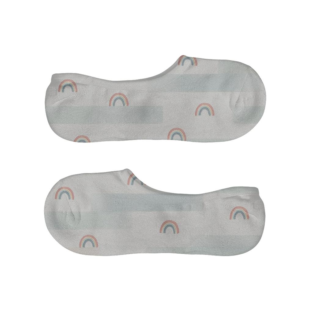 Mist And Rainbow Veil Collage On Soft Gray anti-slip no-show socks