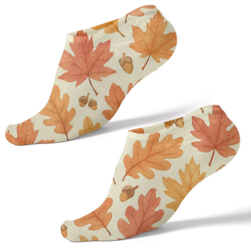 Burnt Orange Leaf Cascade Grid trendy patterned ankle socks