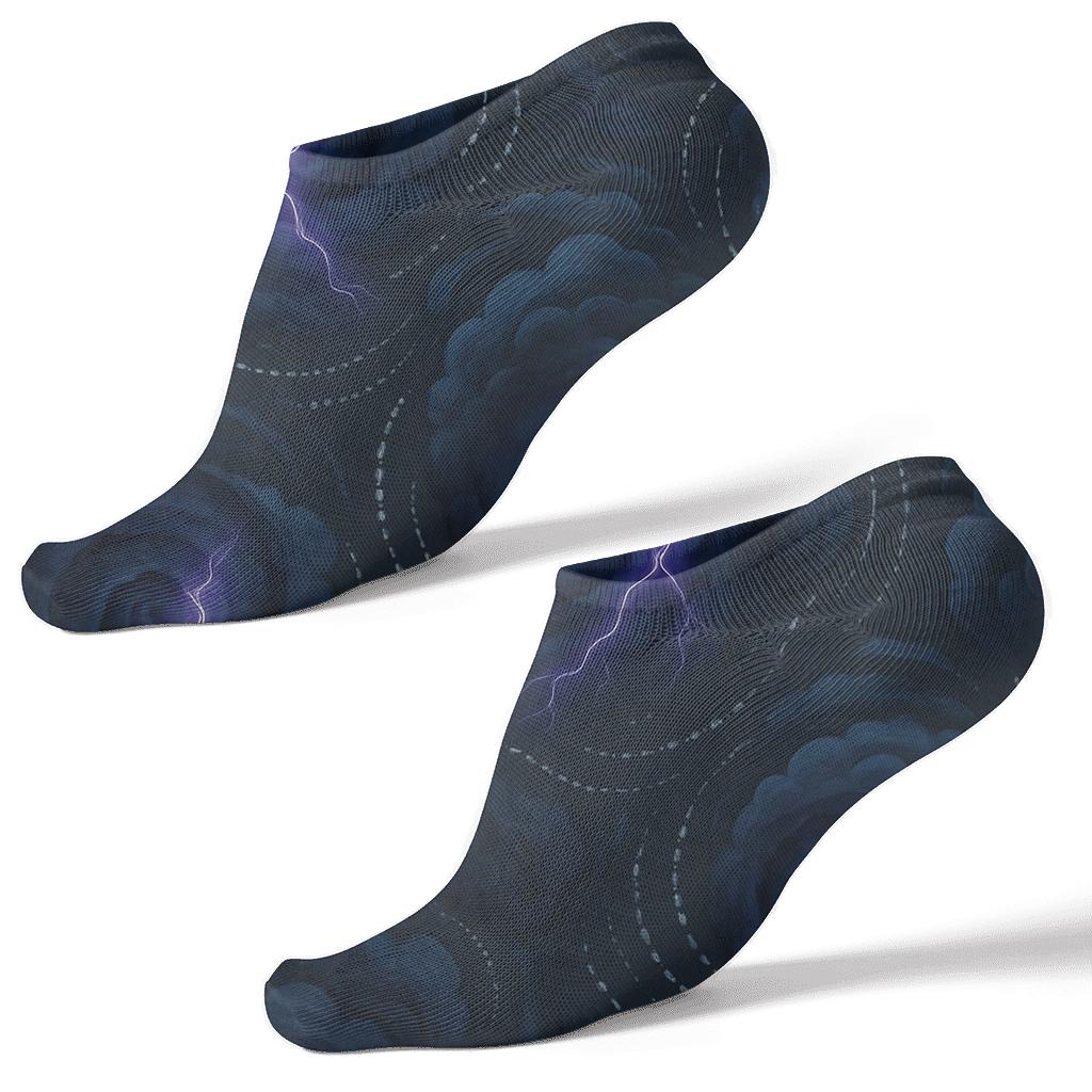Twilight Storm Spiral On Charcoal Sky unique graphic ankle socks