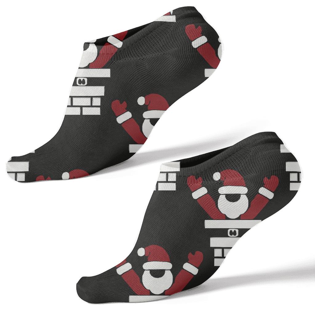 Crimson Chimney Row With Santa Silhouettes comfortable cotton ankle socks