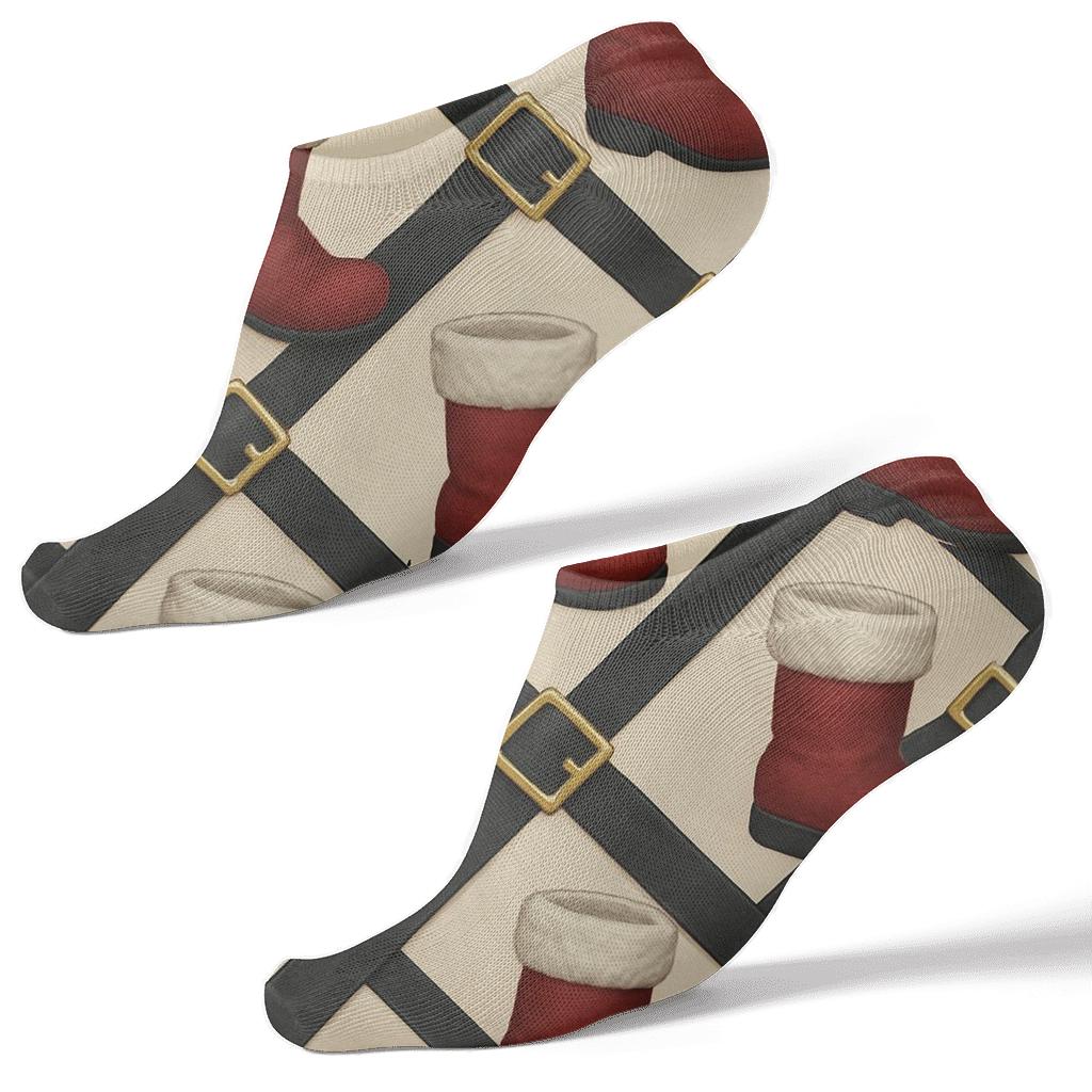 Boot And Belt Lattice With Santa Focus personalized ankle socks