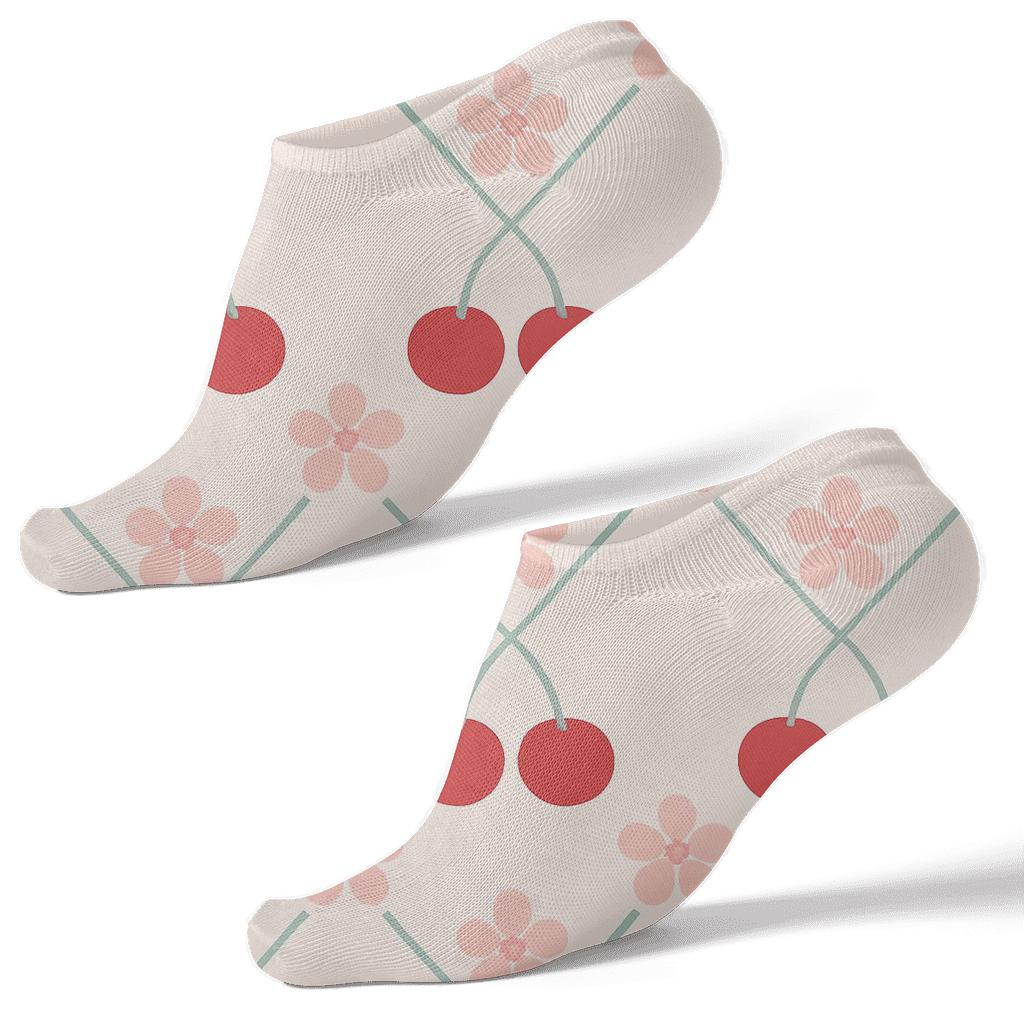 Blush Orchard Cherry Blossom Lattice soft everyday ankle socks
