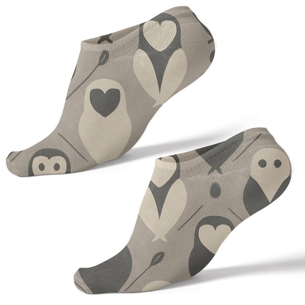 Barn Owl Silhouette Lattice On Warm Stone designer print ankle socks