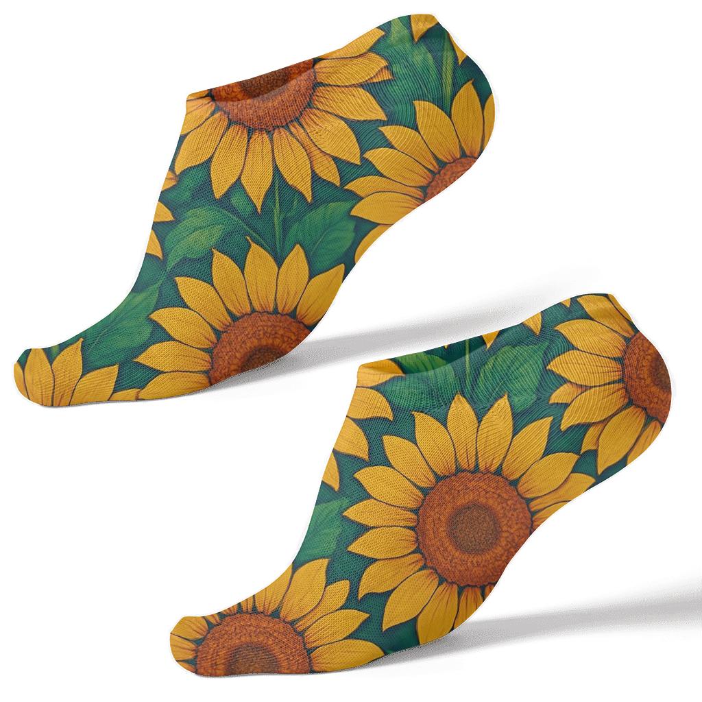Tropical Sunflower Maximalist Field custom ankle socks
