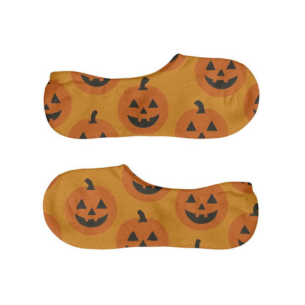 Pumpkin Patch Polka Dots On Orange Background anti-slip no-show socks
