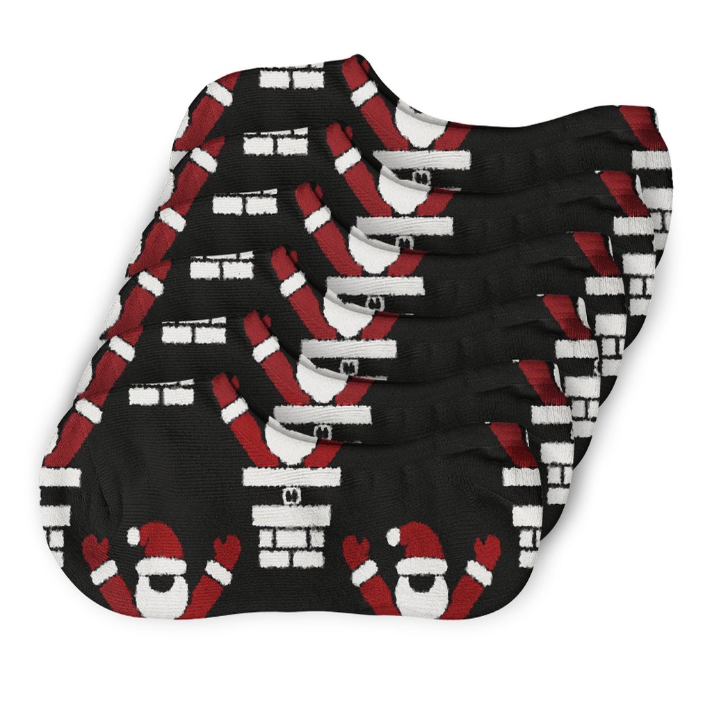 Crimson Chimney Row With Santa Silhouettes comfortable low-cut socks