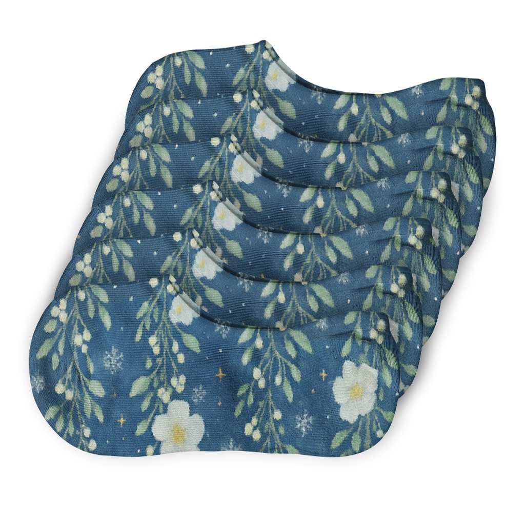Midnight Mistletoe Snowfall Vines soft cotton no-show socks