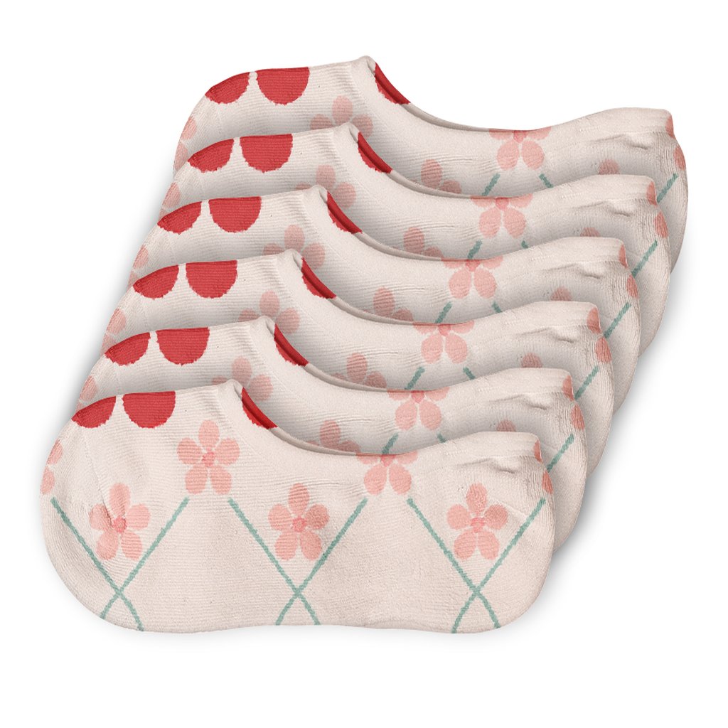 Blush Orchard Cherry Blossom Lattice personalized no-show socks