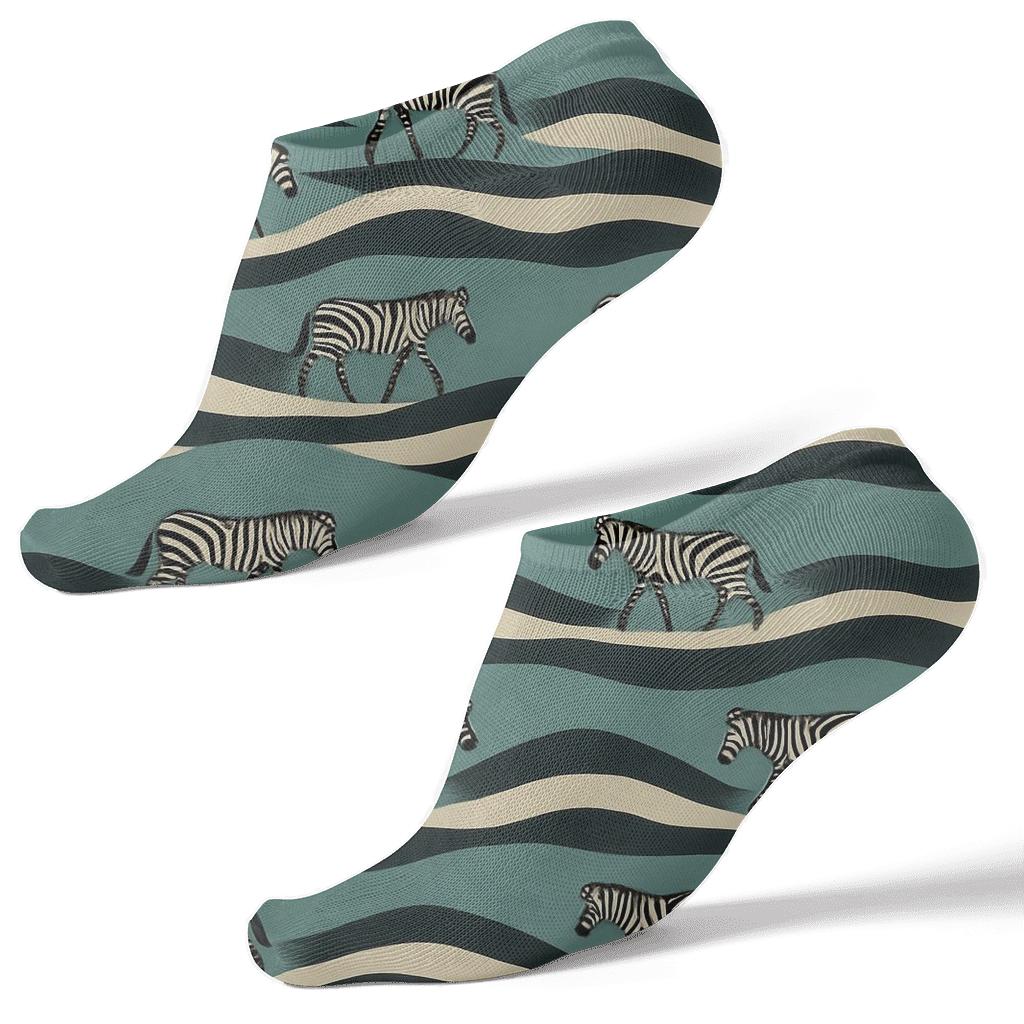 Teal Horizon Zebra Stripe Landscape comfortable cotton ankle socks