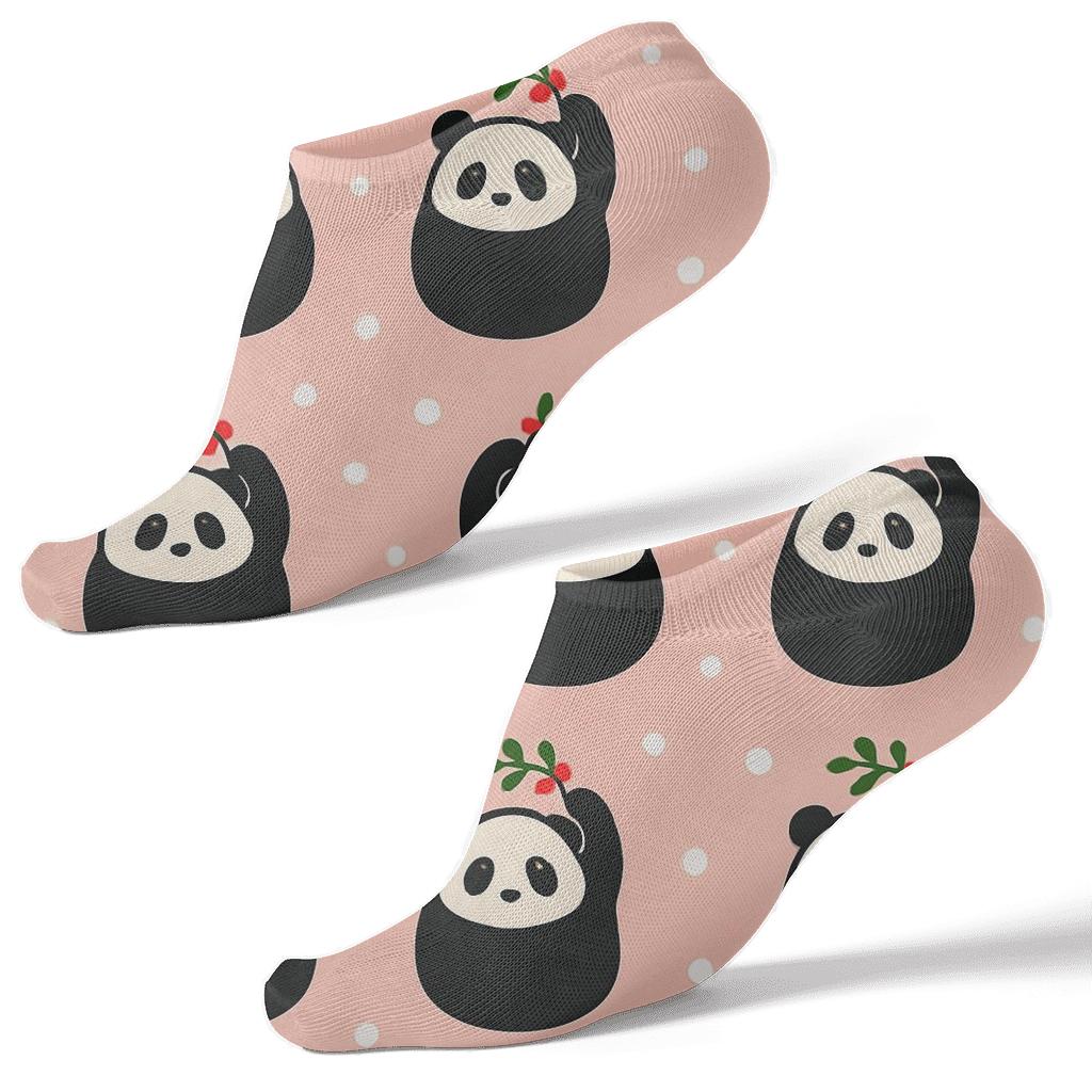 Panda Mistletoe Polka Dots trendy patterned ankle socks