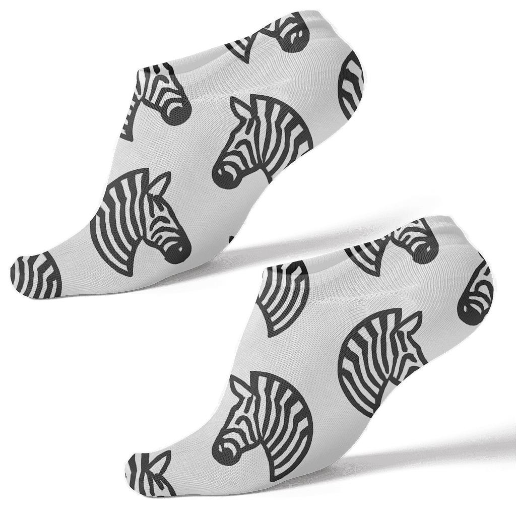 Minimalist Zebra Head Line Icons designer print ankle socks