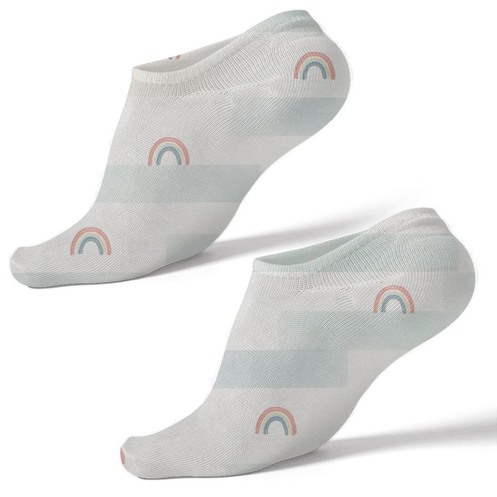 Mist And Rainbow Veil Collage On Soft Gray designer print ankle socks