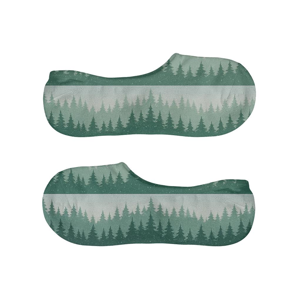 Snowy Xmas Forest Stripe Landscape unique hidden socks