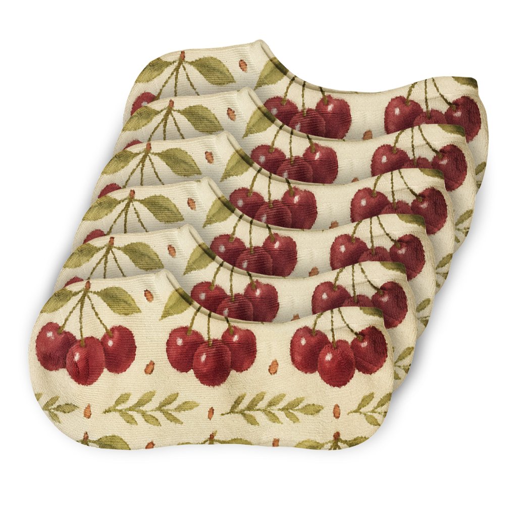 Cream Market Cherry Stripe Bands trendy no-show sock styles