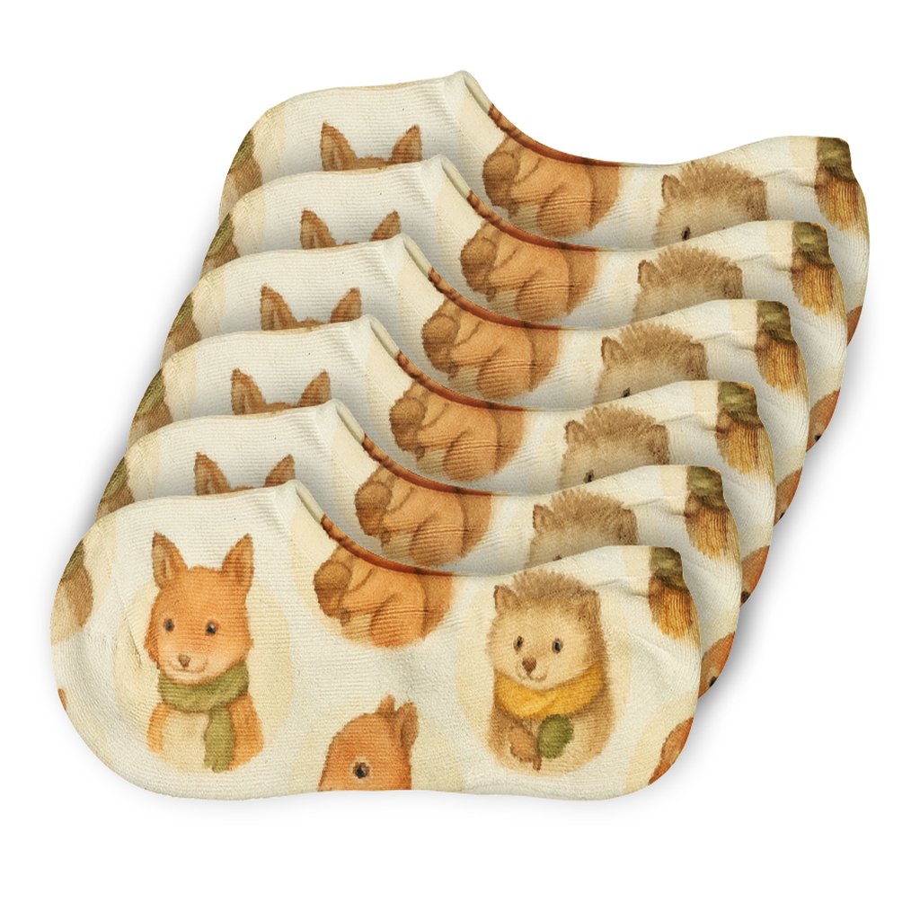 Woodland Critter Dot Grid comfortable low-cut socks