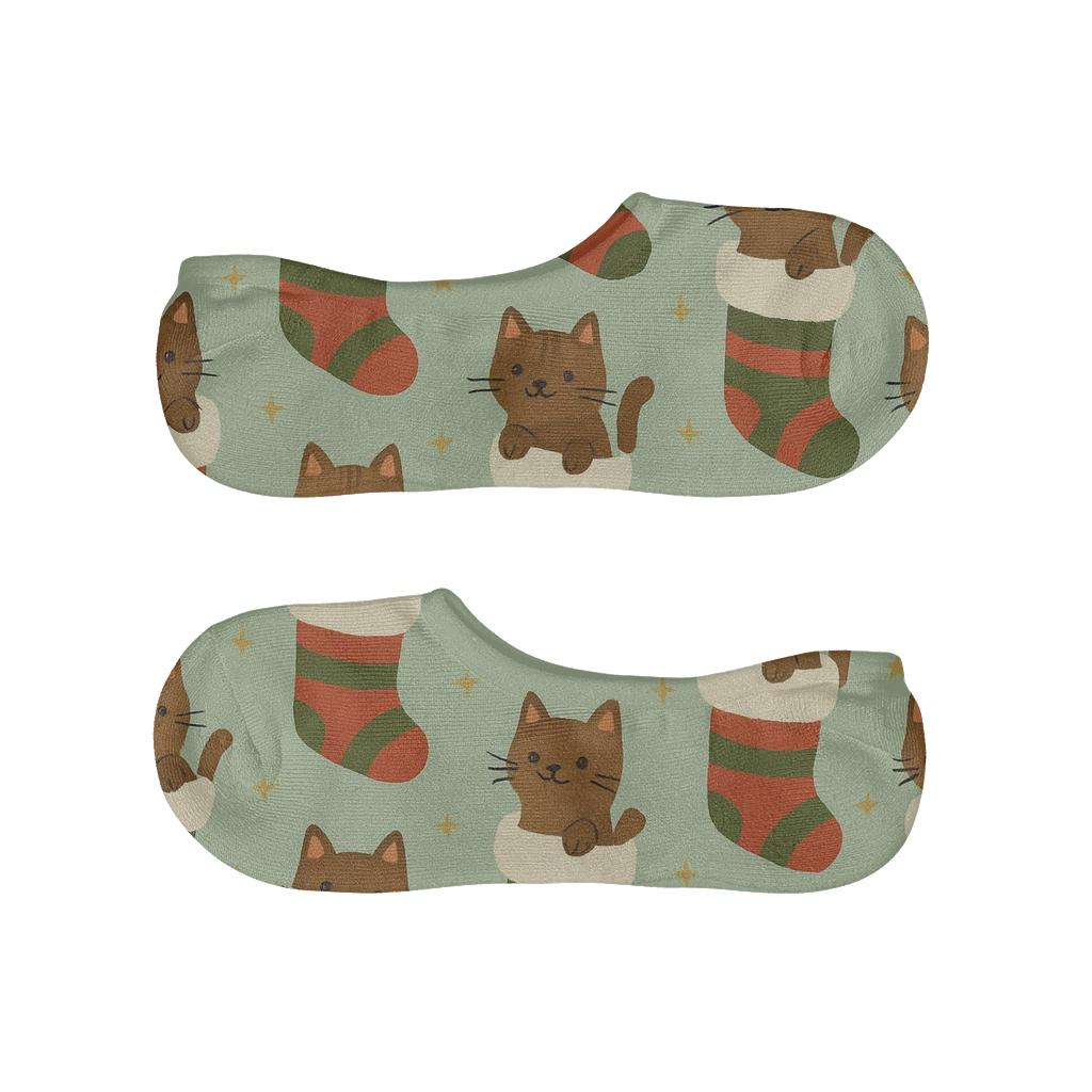 Xmas Cat In Stocking Repeat trendy no-show sock styles