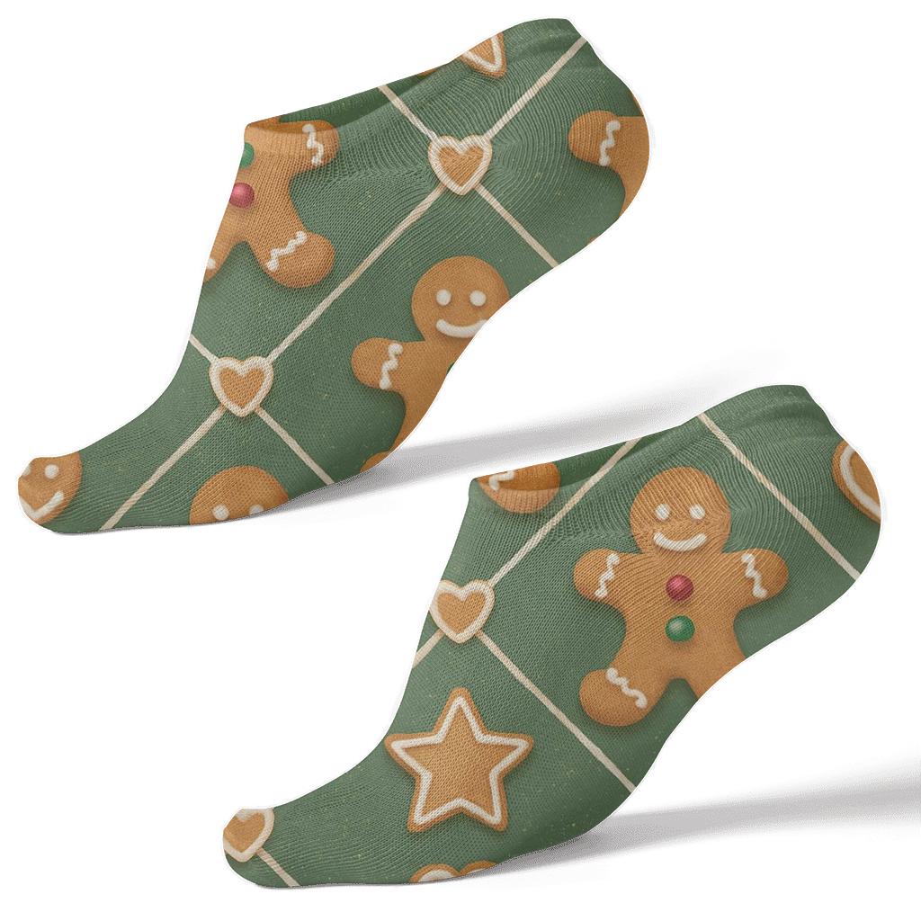 Gingerbread Cookie Holiday Lattice trendy patterned ankle socks