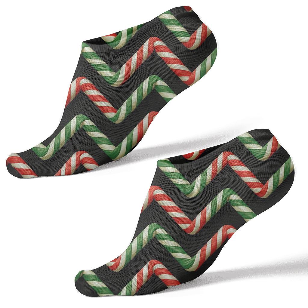 Striped Xmas Candy Cane Chevron personalized ankle socks
