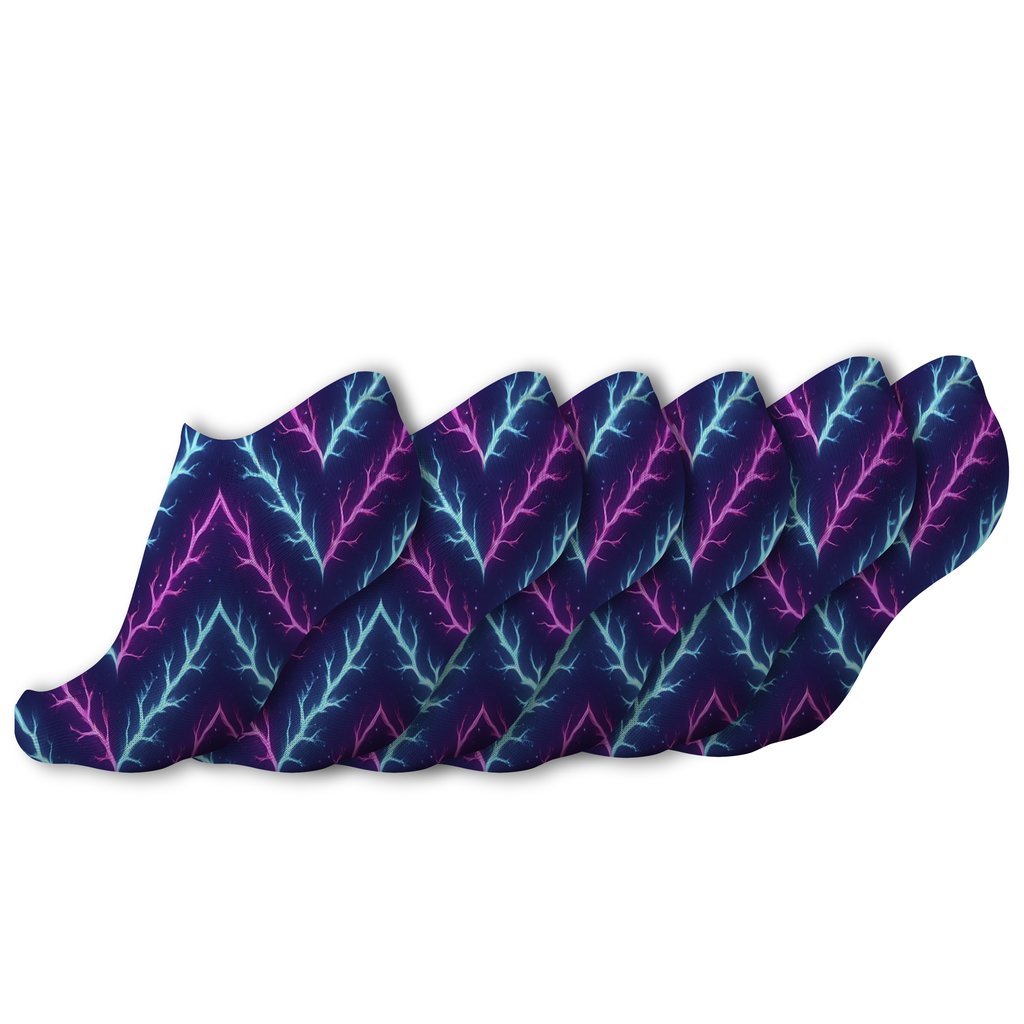Neon Fractal Bolt Chevron trendy patterned ankle socks