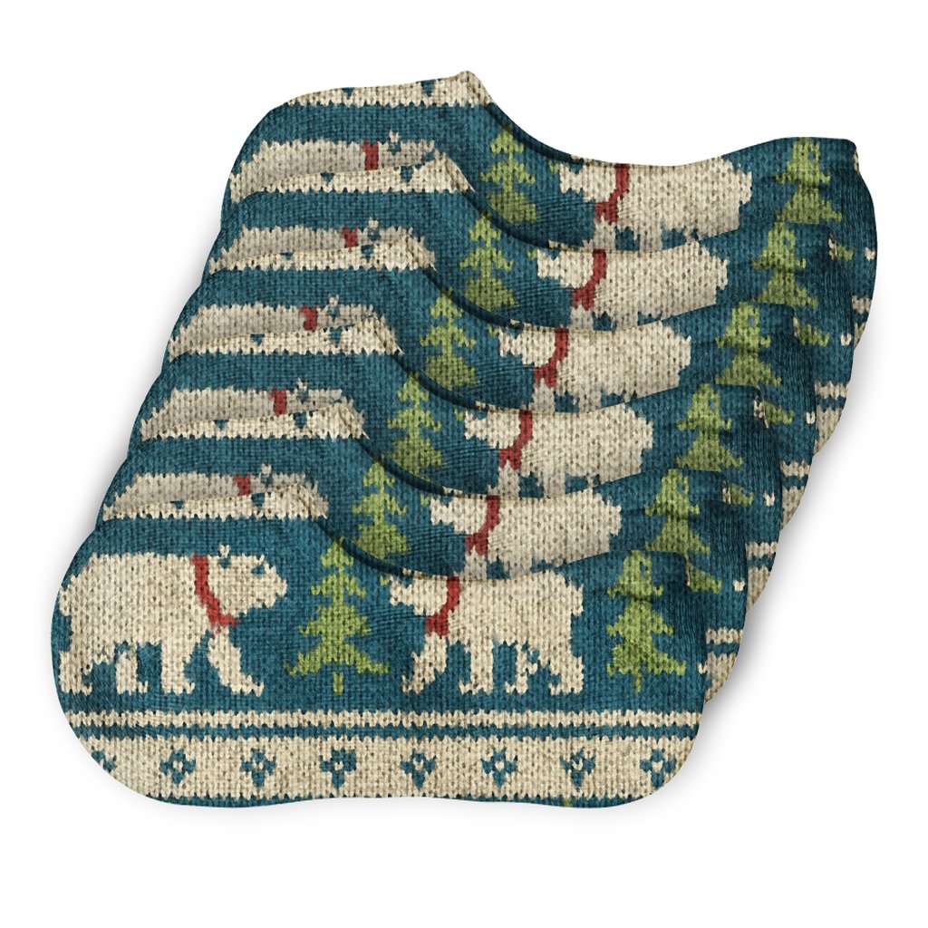 Polar Bear Fair Isle Forest Bands comfortable invisible socks