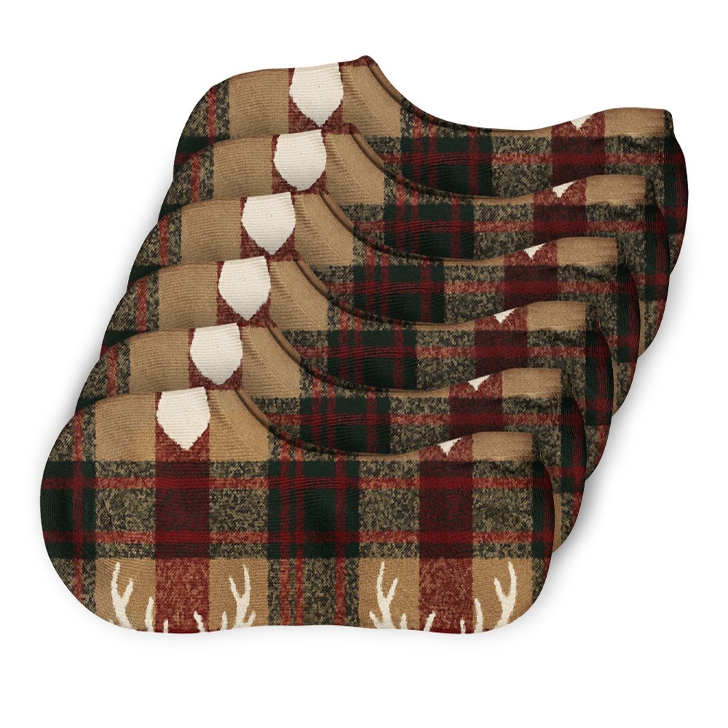 Plaid Reindeer Silhouette Christmas Check comfortable low-cut socks