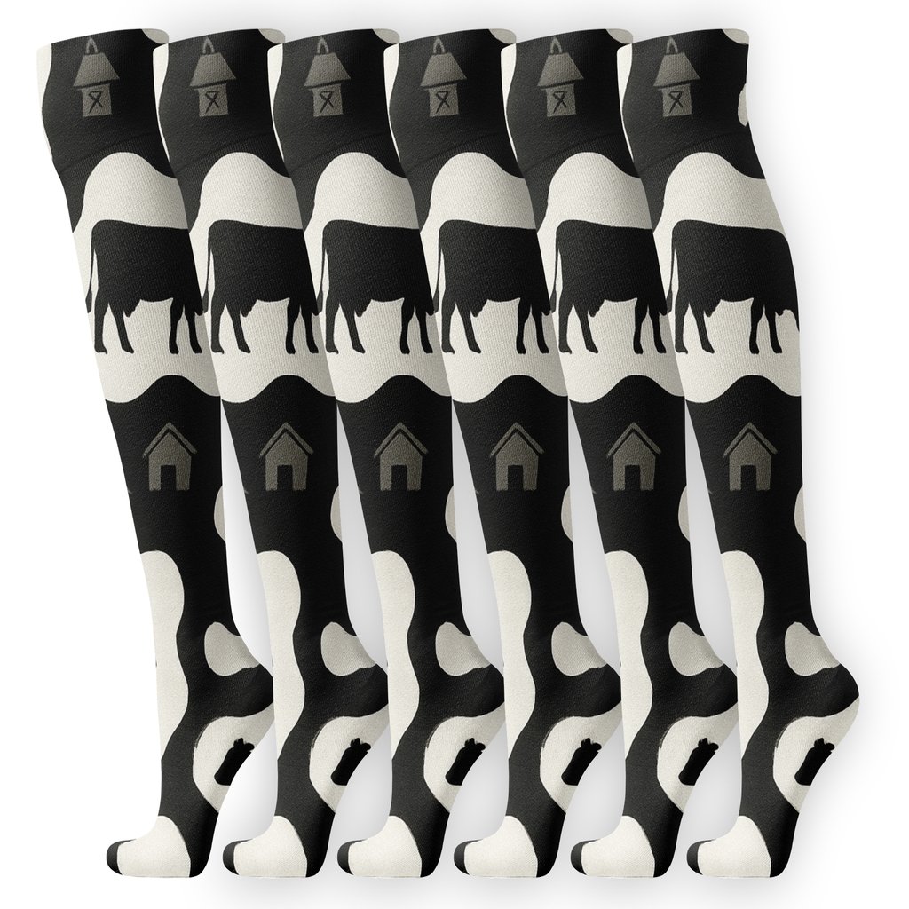 Midnight Barnyard Silhouette Spots comfortable cotton knee-high socks