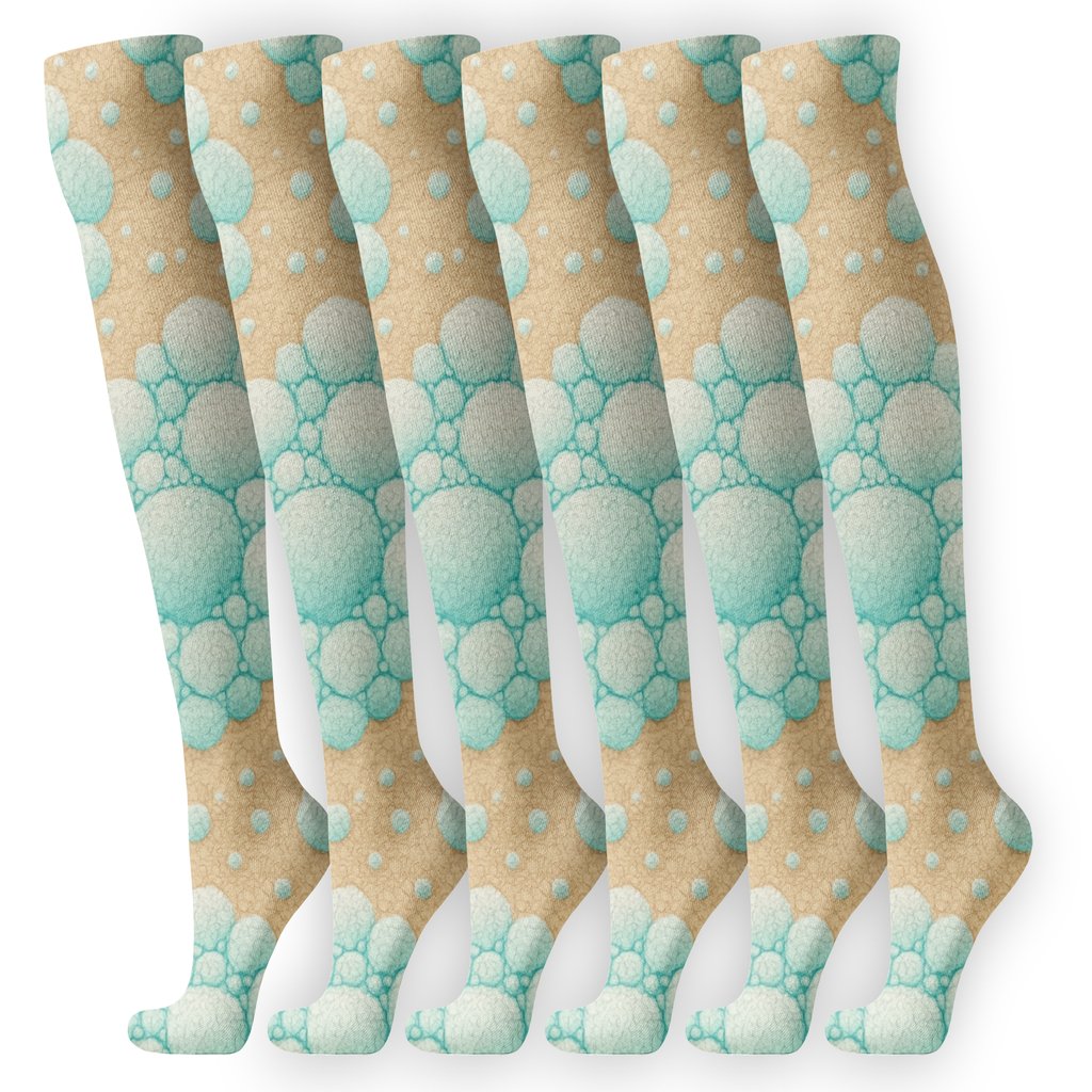 Seafoam Pebble Drift Grid soft everyday knee-high socks