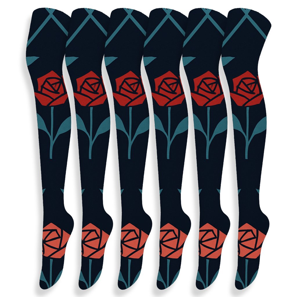 Midnight Rose Constellation Lattice soft everyday over-the-knee socks