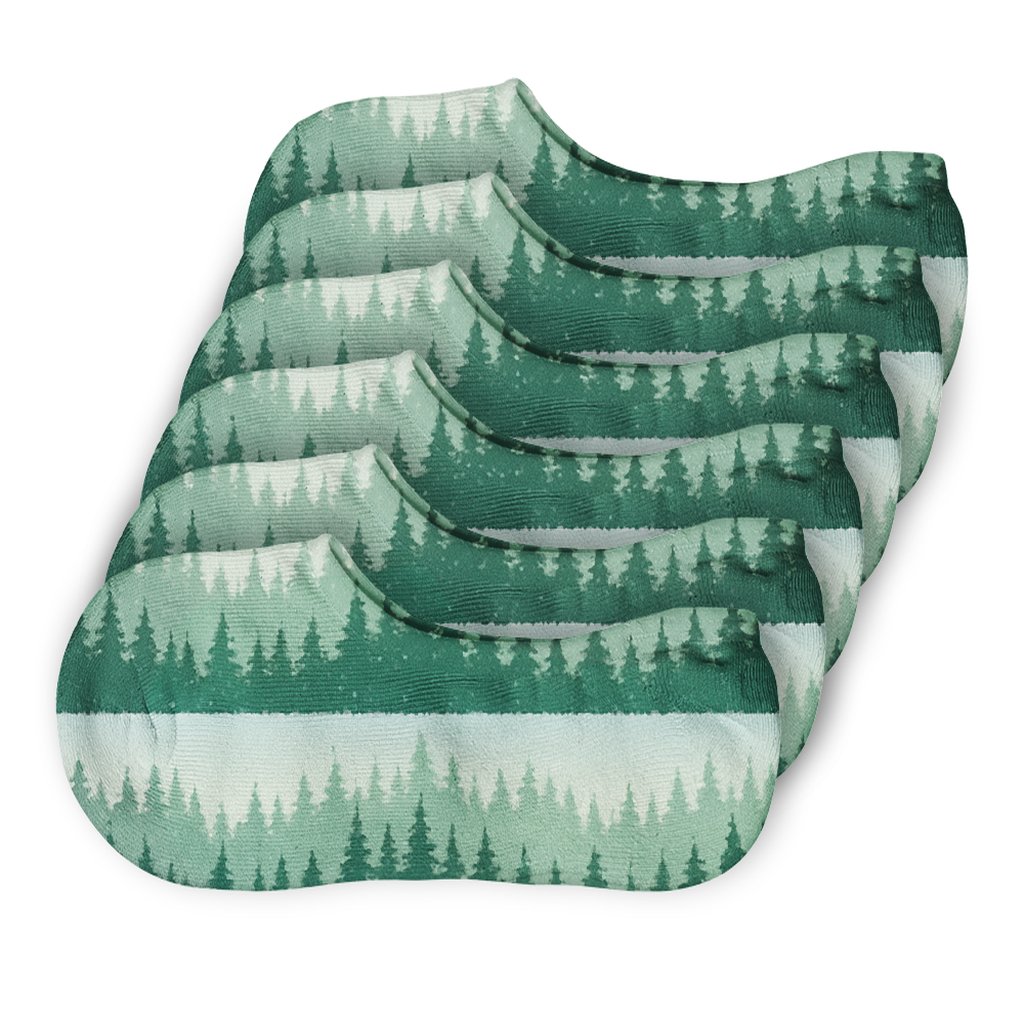 Snowy Xmas Forest Stripe Landscape breathable seamless no-show sockscustom no-show socks