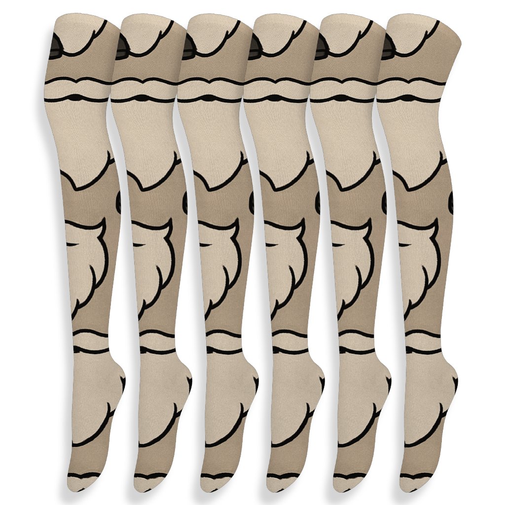Beard And Boots Santa-Centric Tessellation designer print over-the-knee socks