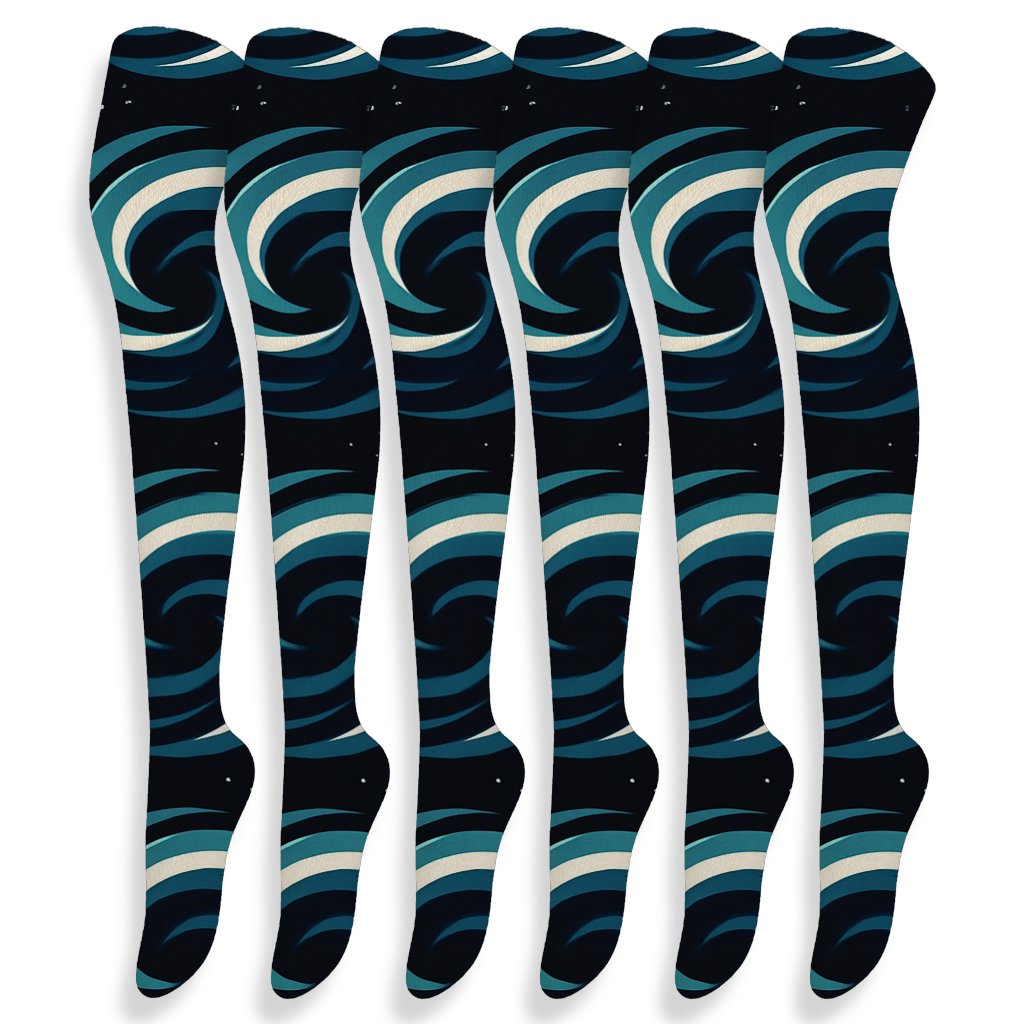 Midnight Whirlpool Constellation premium cozy over-the-knee socks