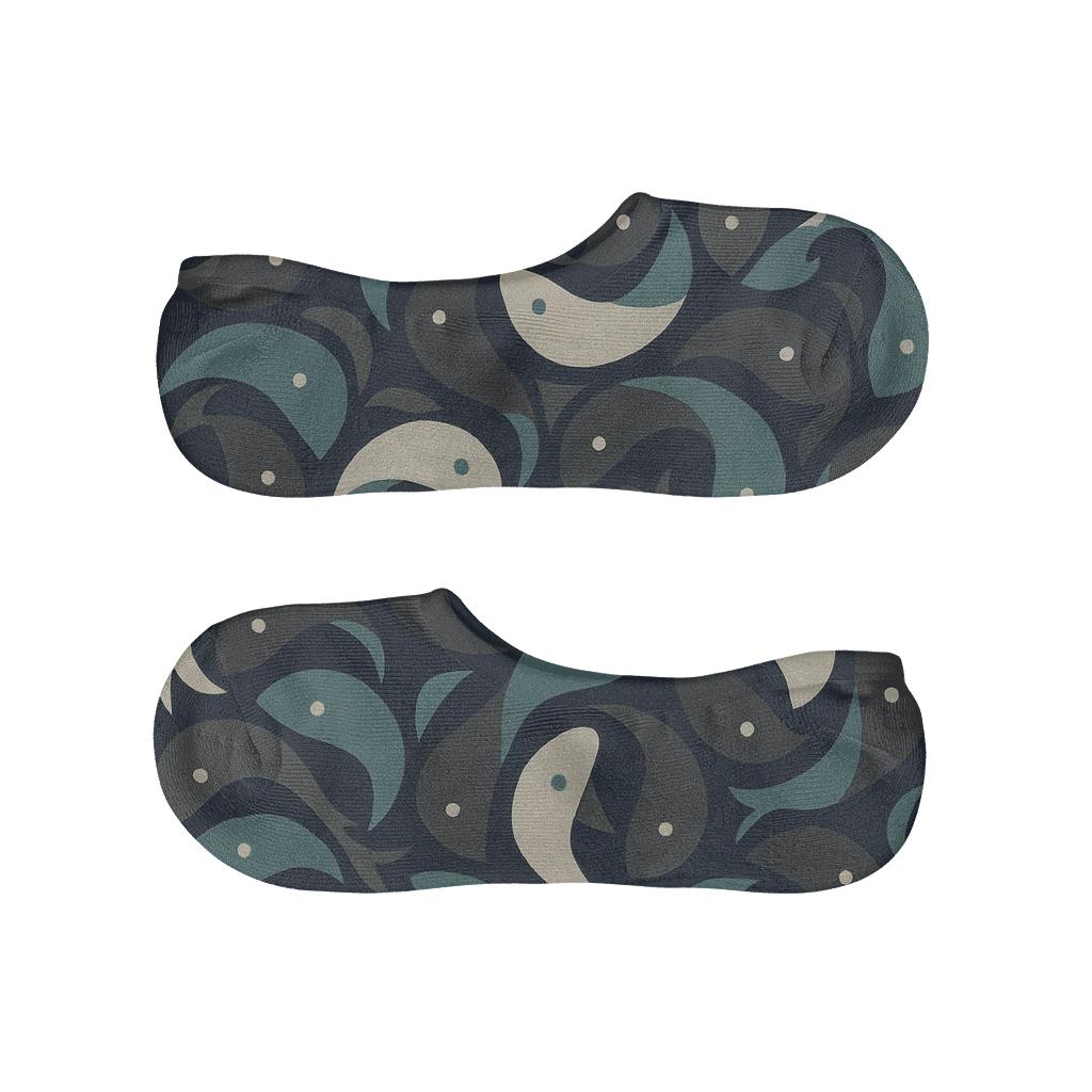 Dual Koi Spiral Tessellation anti-slip no-show socks