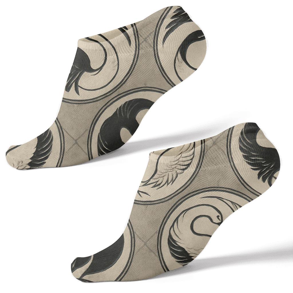 Mirror Crane Yin Yang Lattice stylish athletic ankle socks