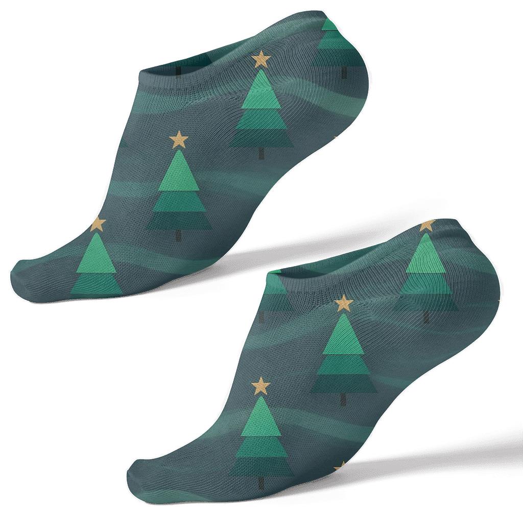 Aurora Pine Forest Pattern Christmas Tree Edition soft everyday ankle socks
