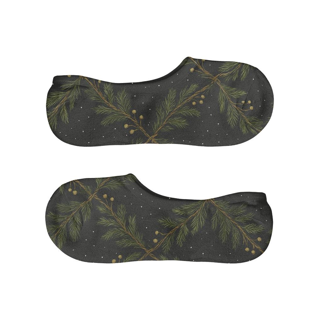 Starlit Constellation Of Evergreen Branches Garland Grid soft cotton no-show socks
