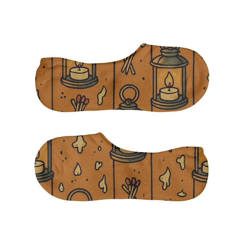 Lantern Stripe With Candle Icons breathable no-show socks