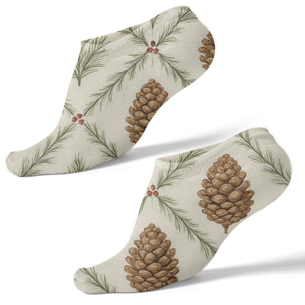 Frosted Cone Lattice With Evergreen Branches stylish athletic ankle socks