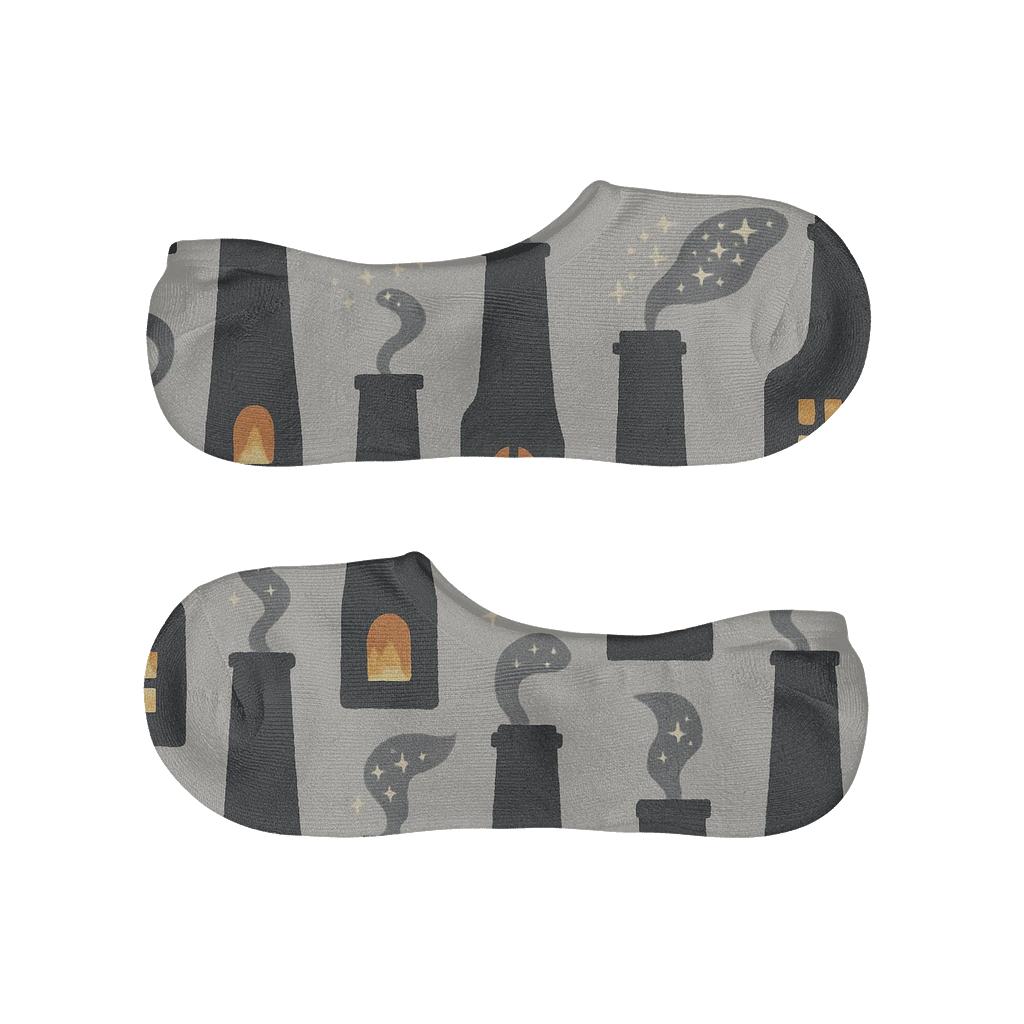 Chimney Silhouette Tiles With Cozy Fireplace low cut no-show socks
