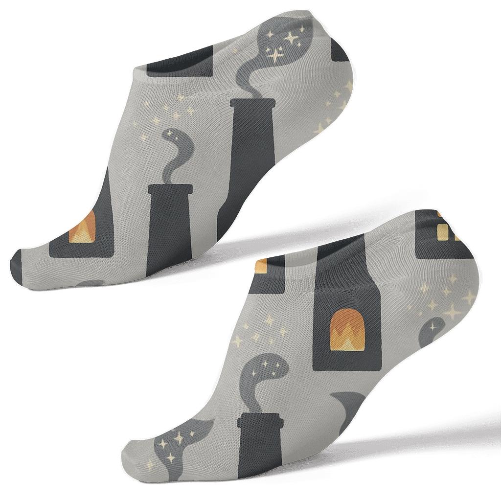 Chimney Silhouette Tiles With Cozy Fireplace premium sports ankle socks