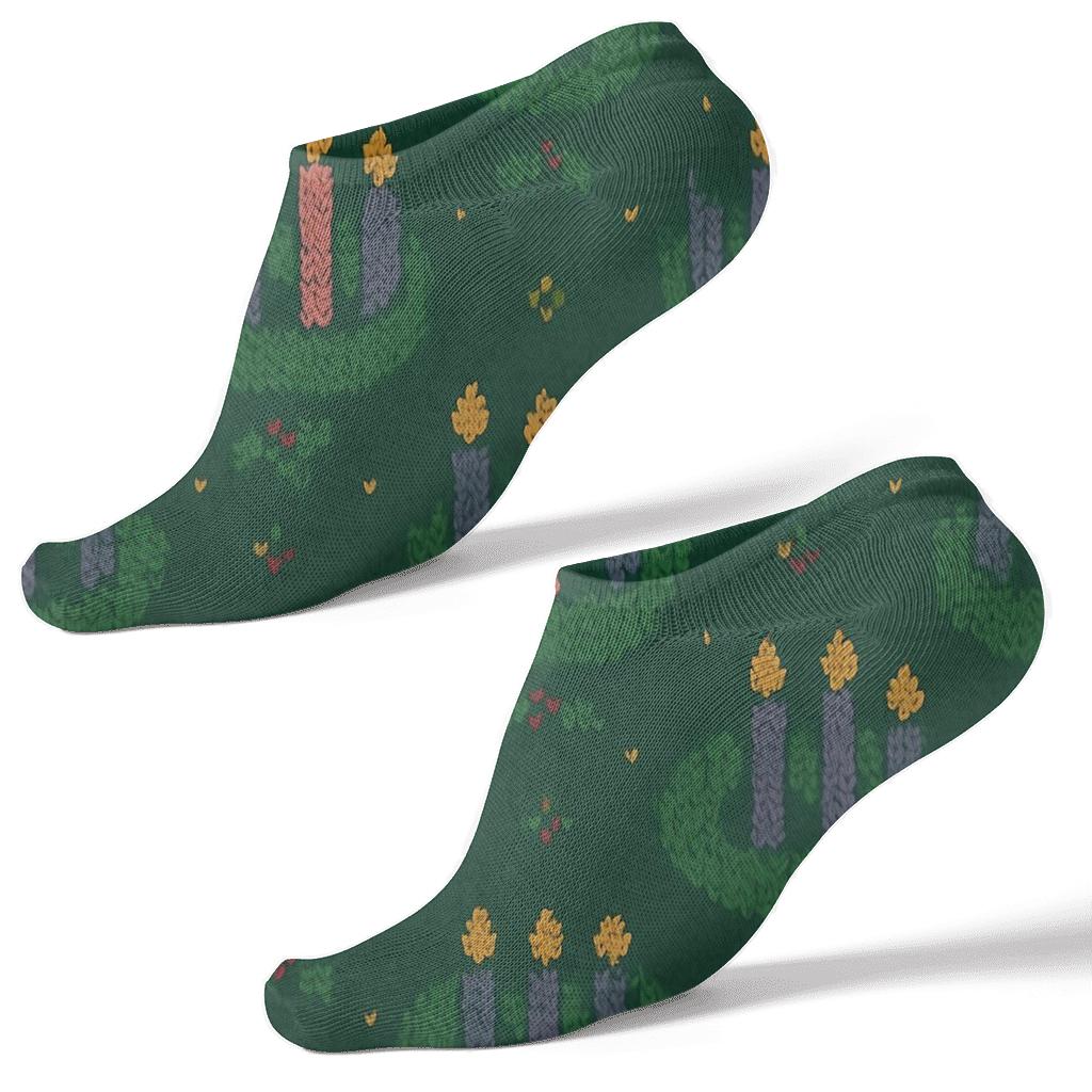 Advent Candles Wreath Ring Lattice On Deep Evergreen premium sports ankle socks